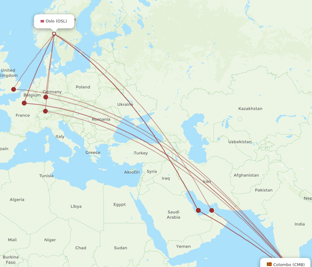 CMB-OSL flight routes