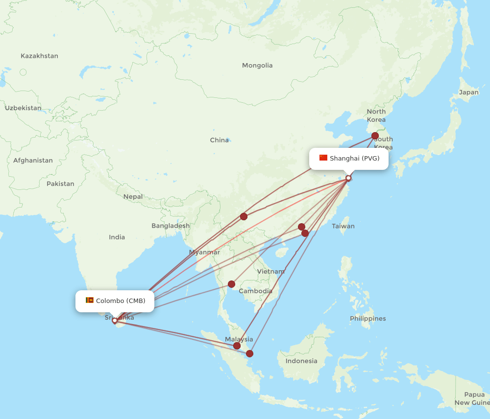 CMB-PVG flight routes