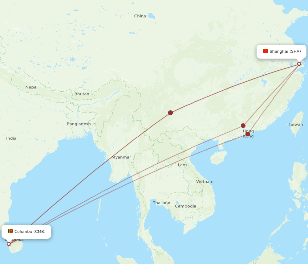 CMB-SHA flight routes