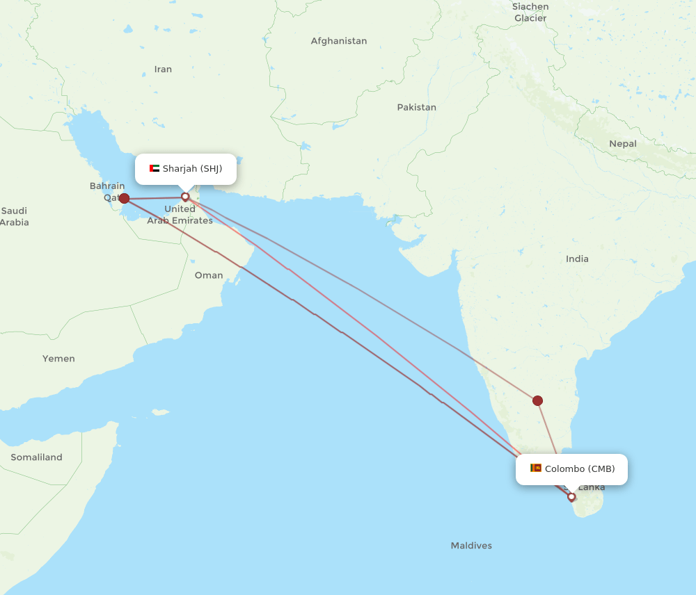 CMB-SHJ flight routes