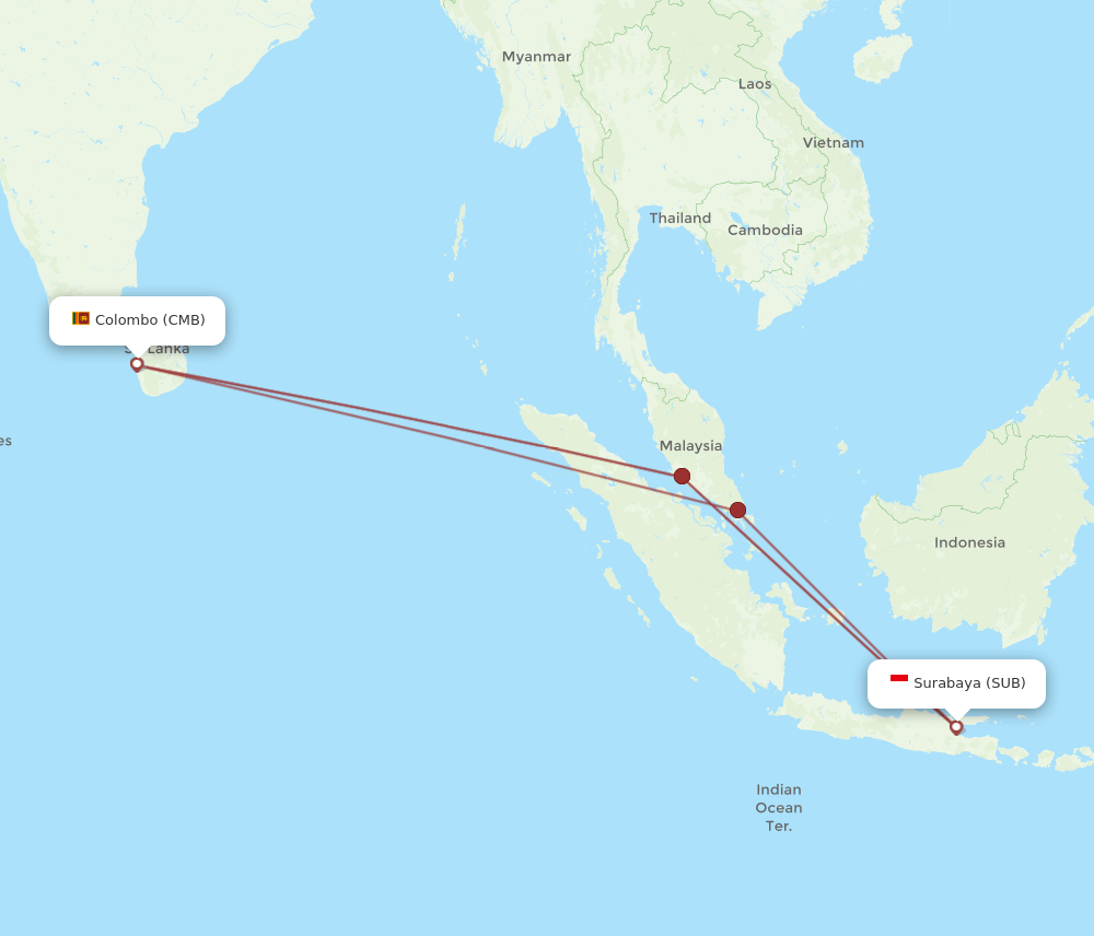 CMB-SUB flight routes
