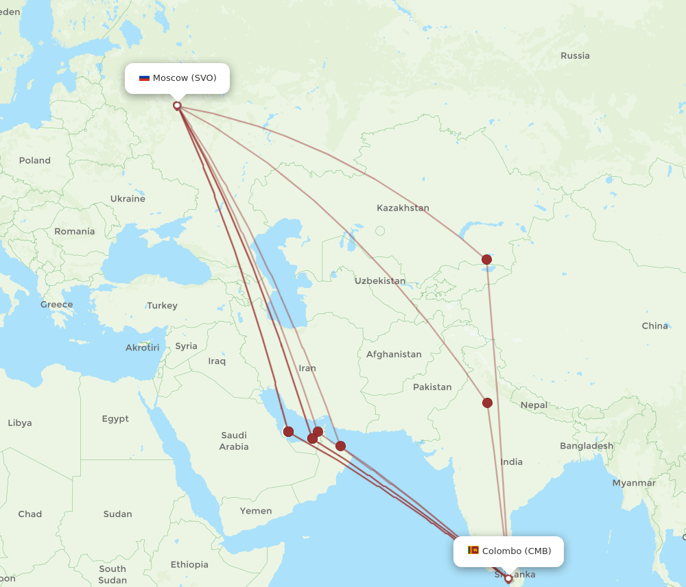 CMB-SVO flight routes