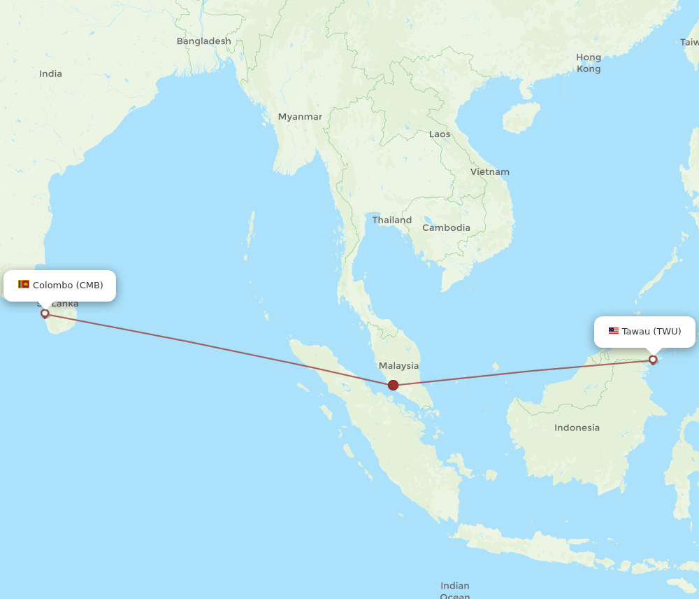 CMB-TWU flight routes