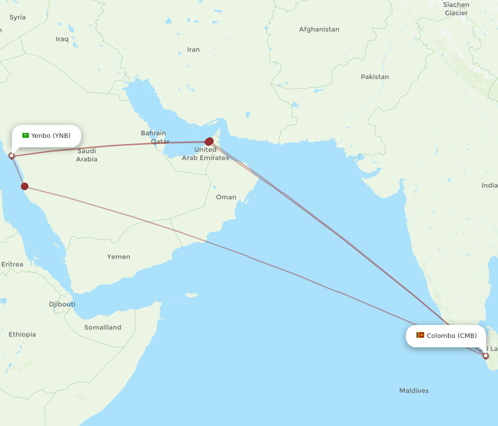CMB-YNB flight routes