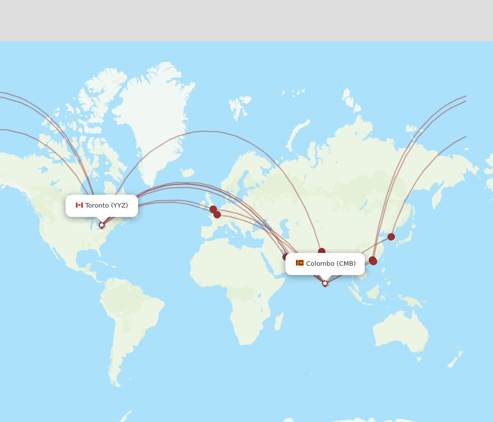 CMB-YYZ flight routes