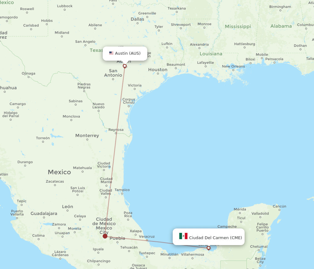 CME-AUS flight routes