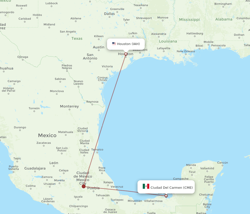 CME-IAH flight routes
