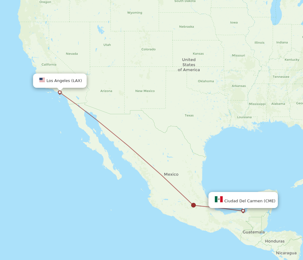 CME-LAX flight routes