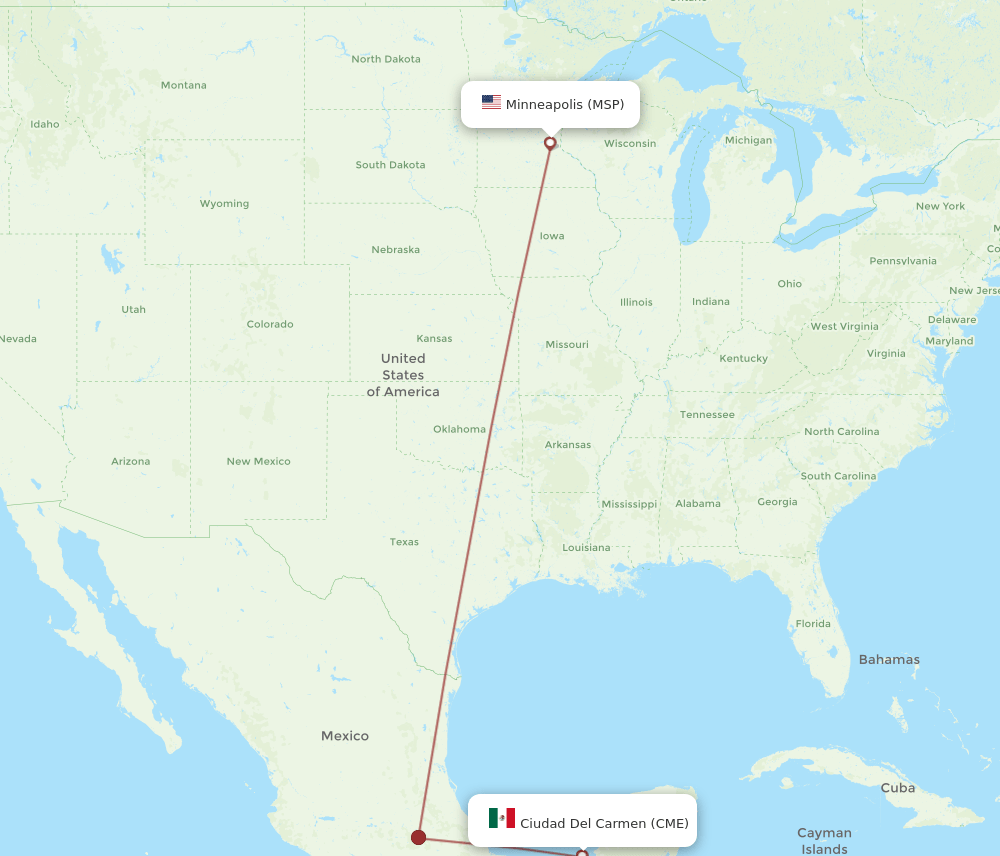 CME-MSP flight routes