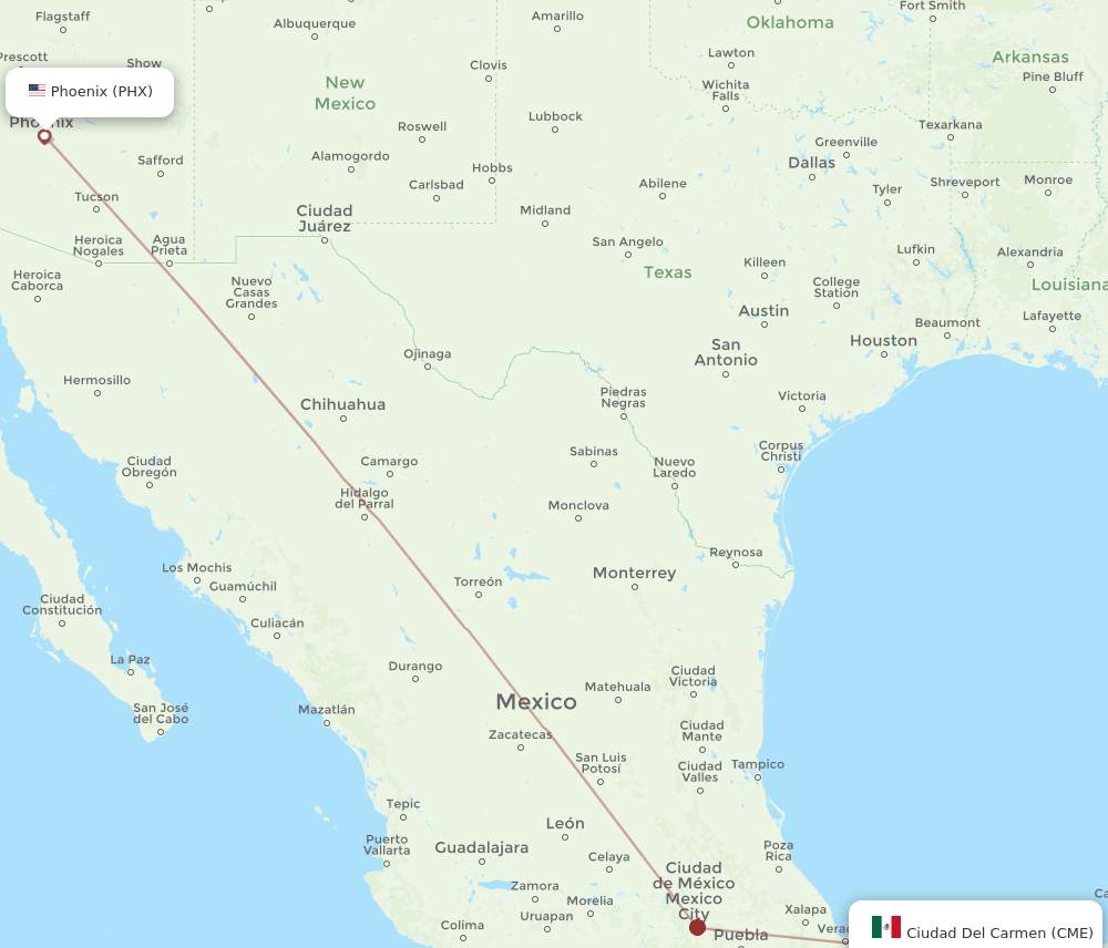 CME-PHX flight routes
