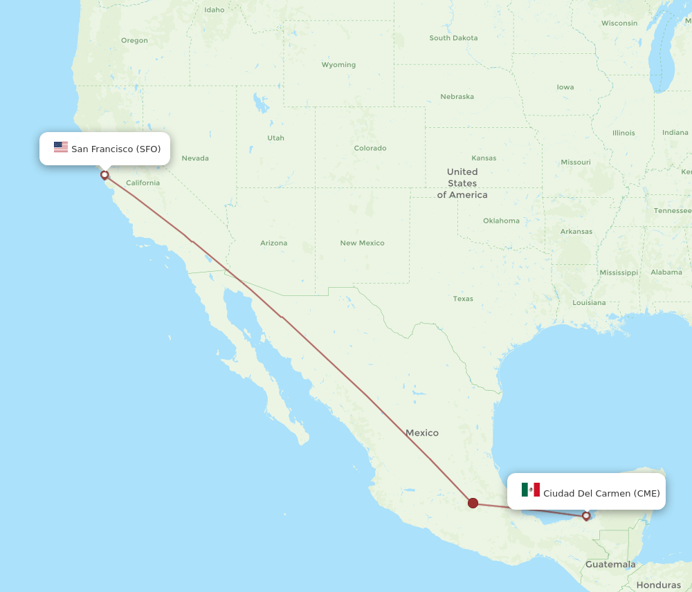 CME-SFO flight routes