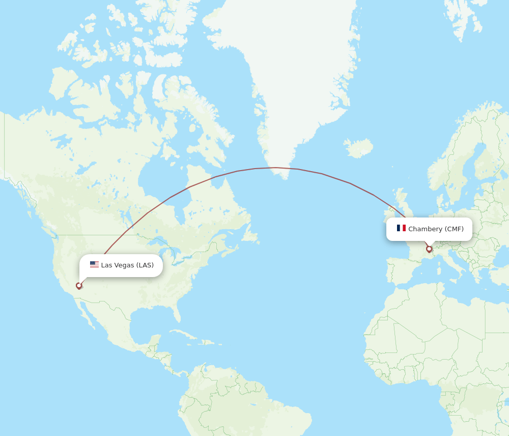 Las Vegas - Chambery route map and flight paths