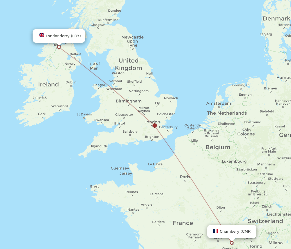 LDY to CMF flights and routes map