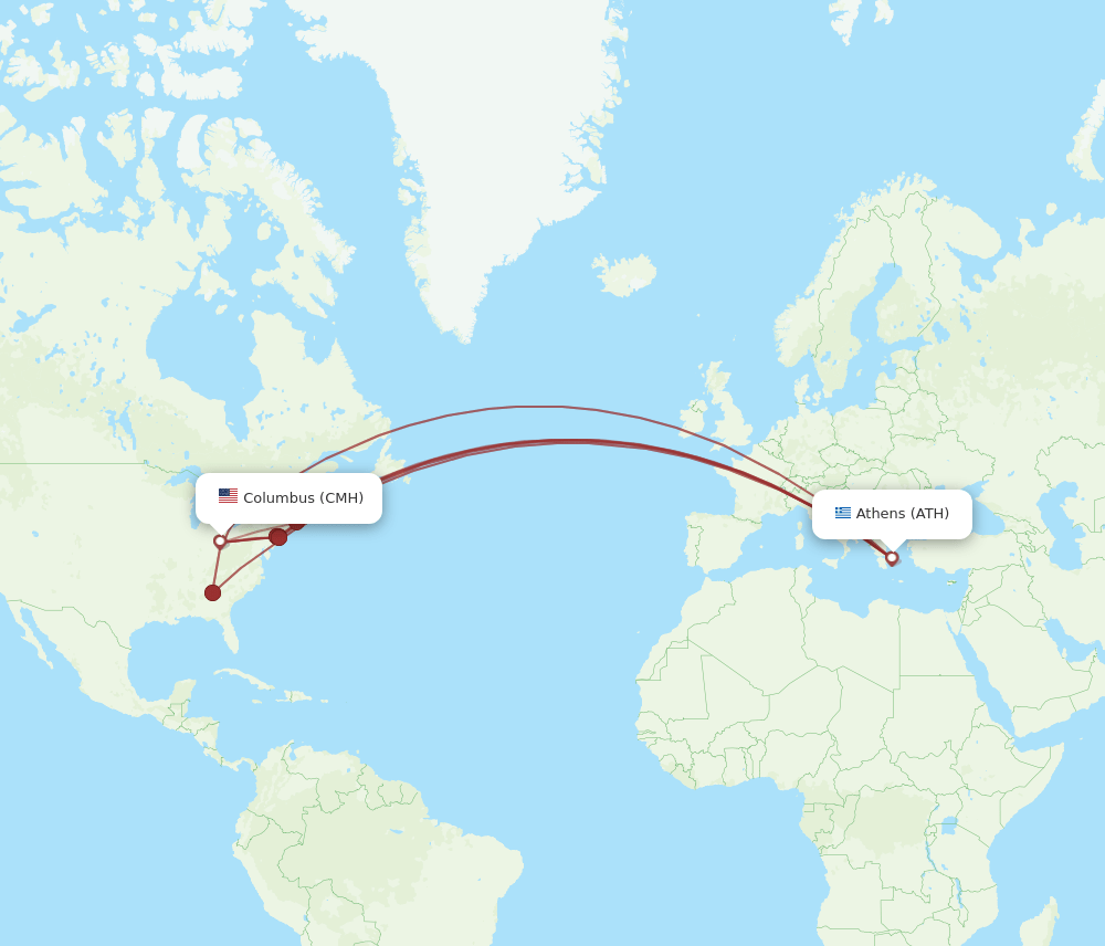 CMH-ATH flight routes