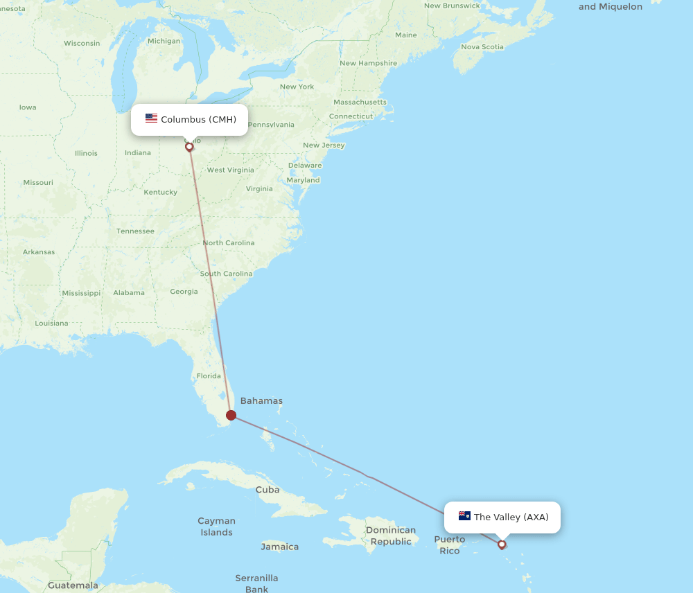 CMH-AXA flight routes