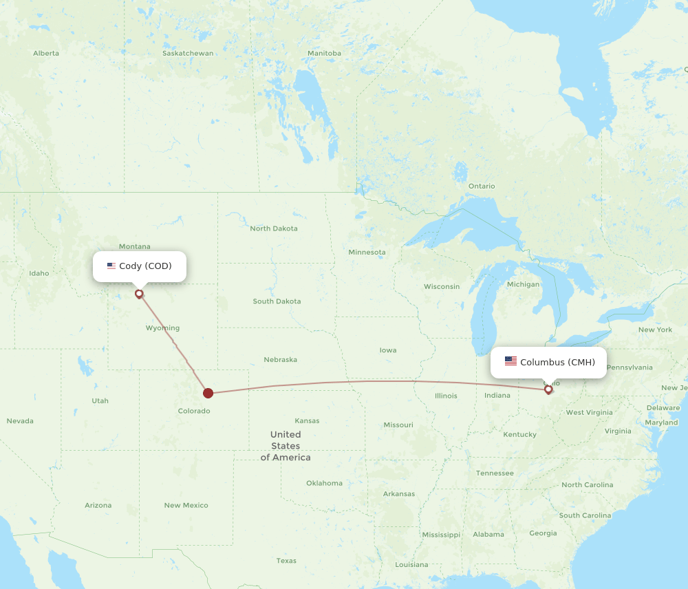 CMH-COD flight routes