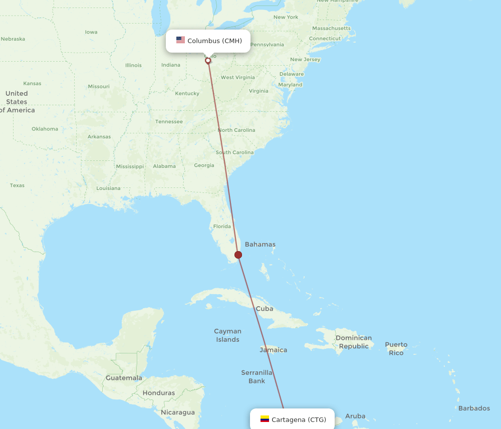 CMH-CTG flight routes