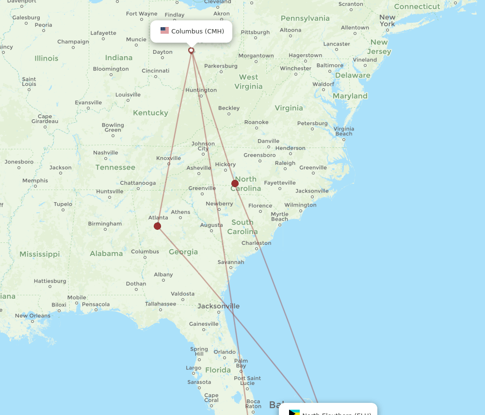 CMH-ELH flight routes