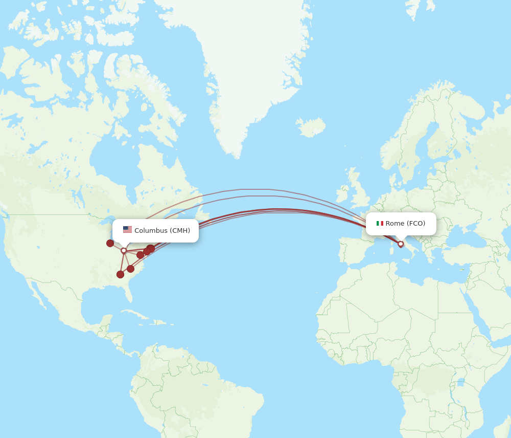 CMH-FCO flight routes