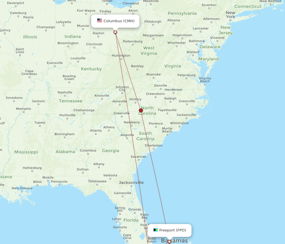 CMH-FPO flight routes