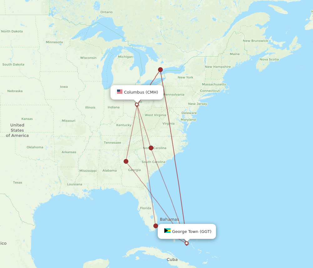 CMH-GGT flight routes