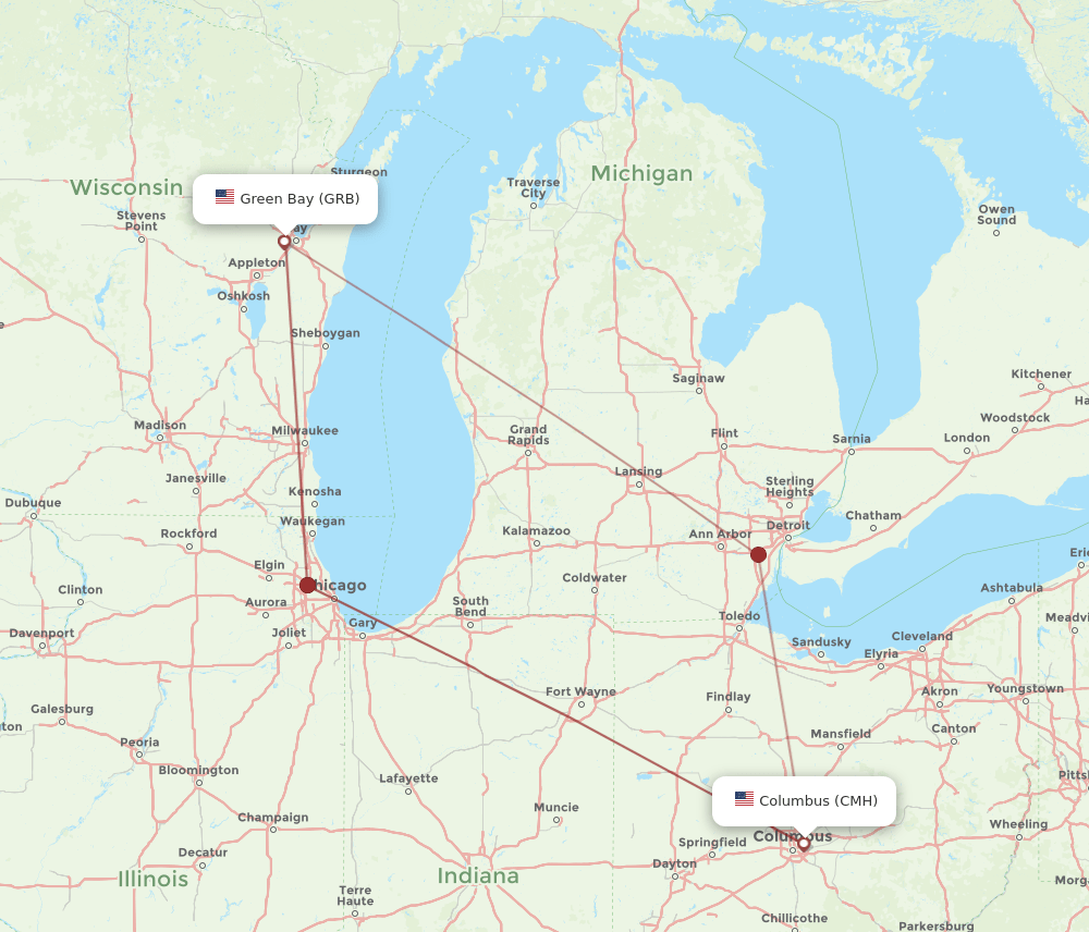 CMH-GRB flight routes
