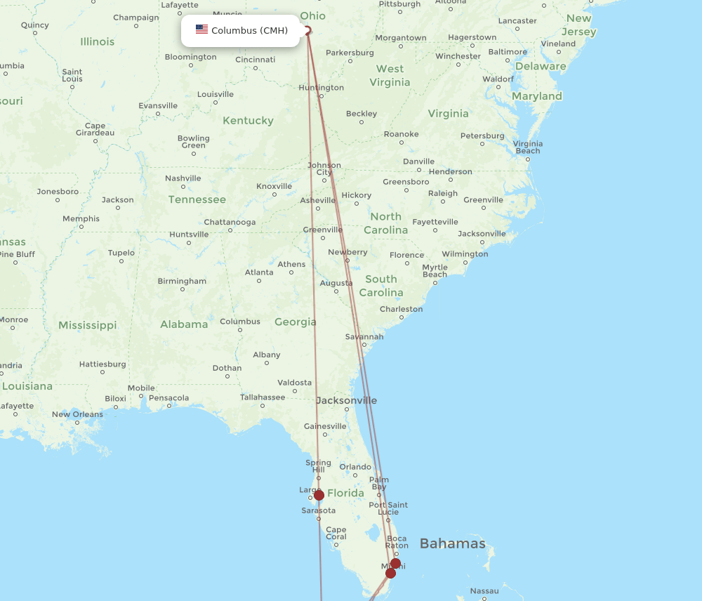 CMH-HAV flight routes
