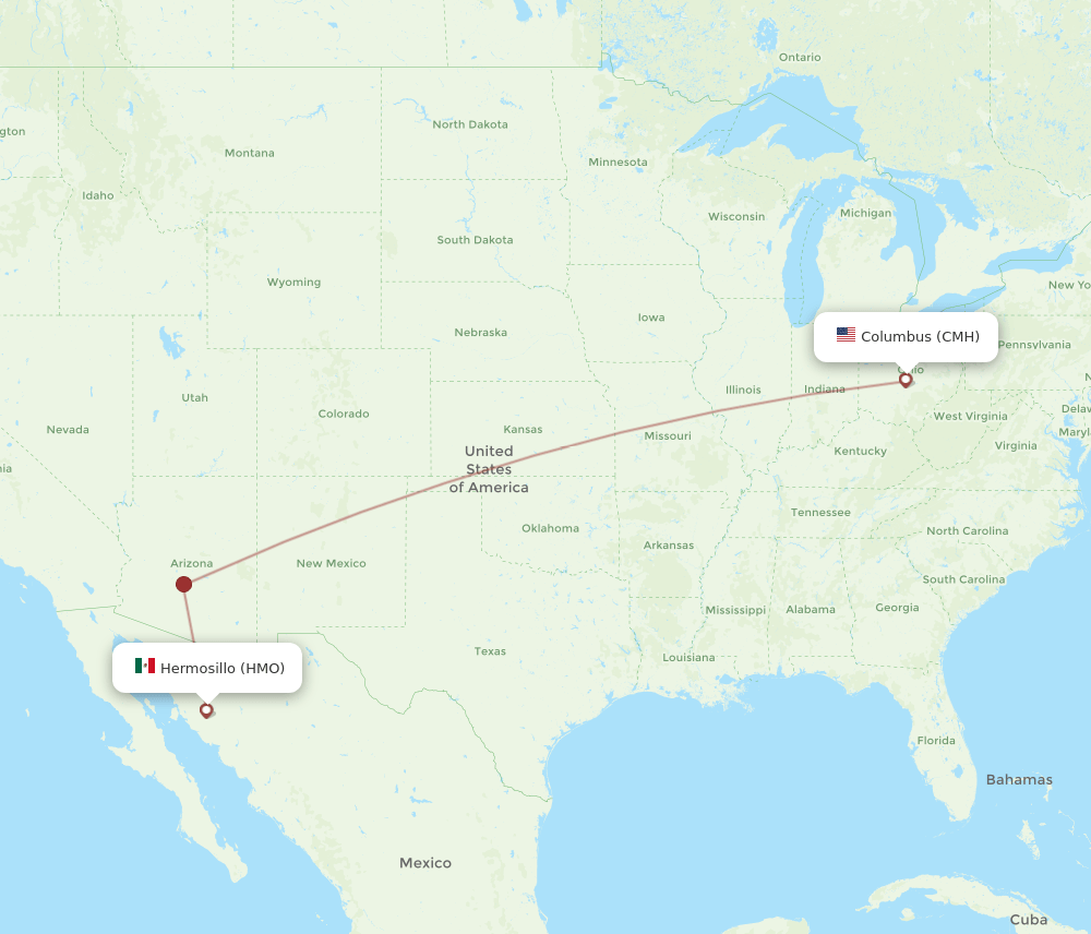 CMH-HMO flight routes