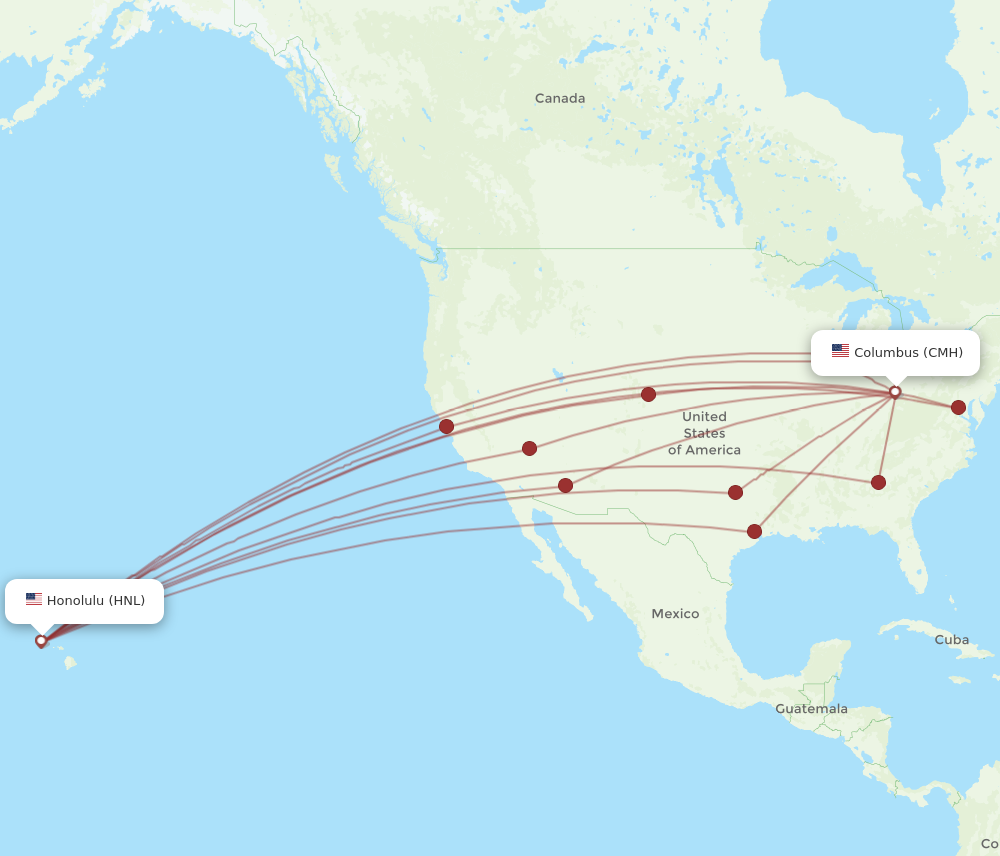 CMH to HNL flights and routes map