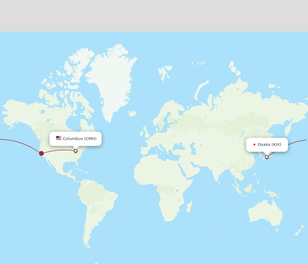 CMH-KIX flight routes
