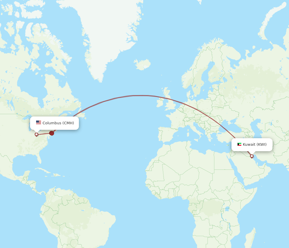 CMH-KWI flight routes