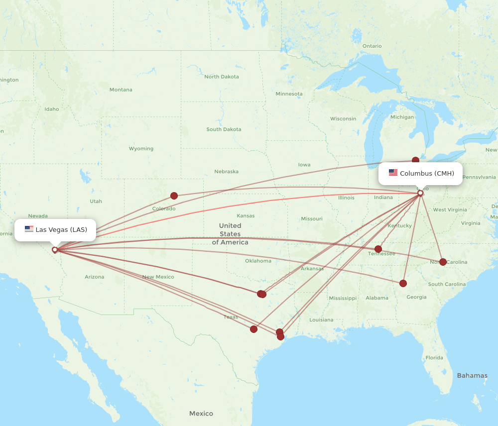 CMH to LAS flights and routes map