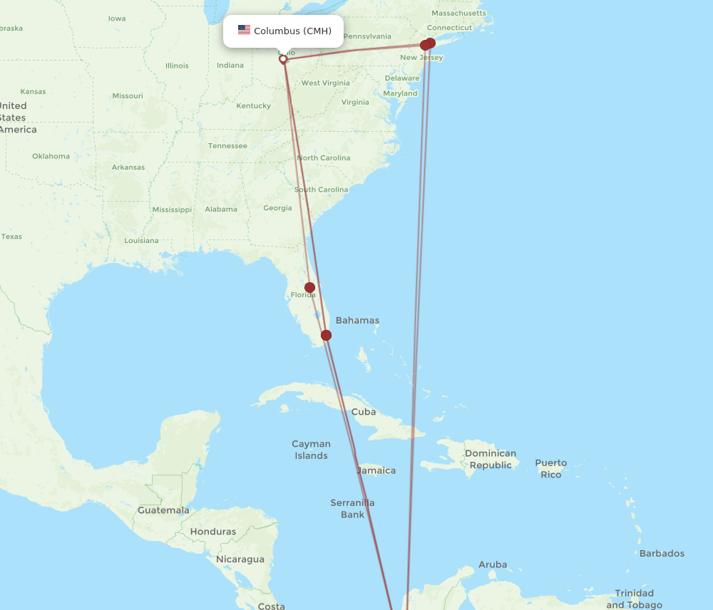 CMH-MDE flight routes