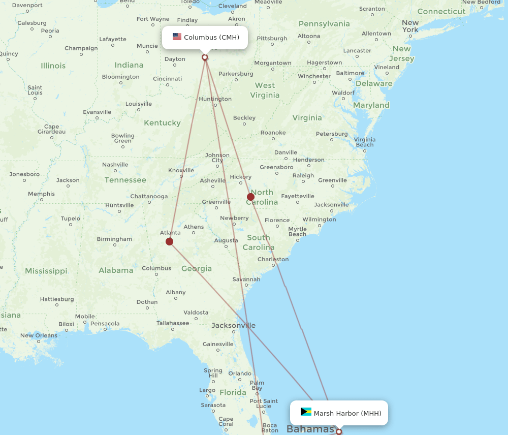 CMH-MHH flight routes