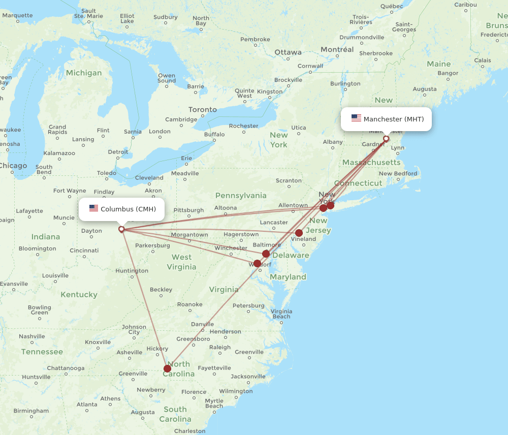 CMH-MHT flight routes