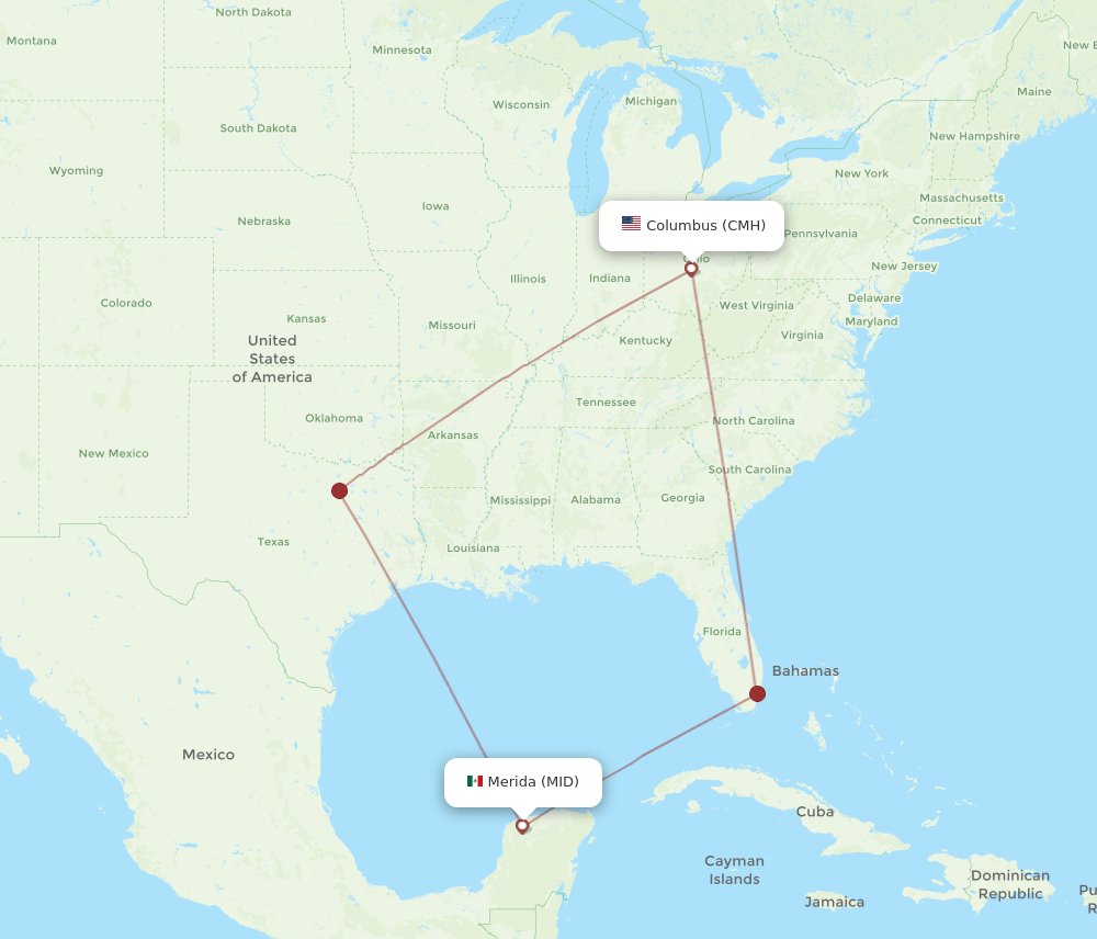 CMH-MID flight routes