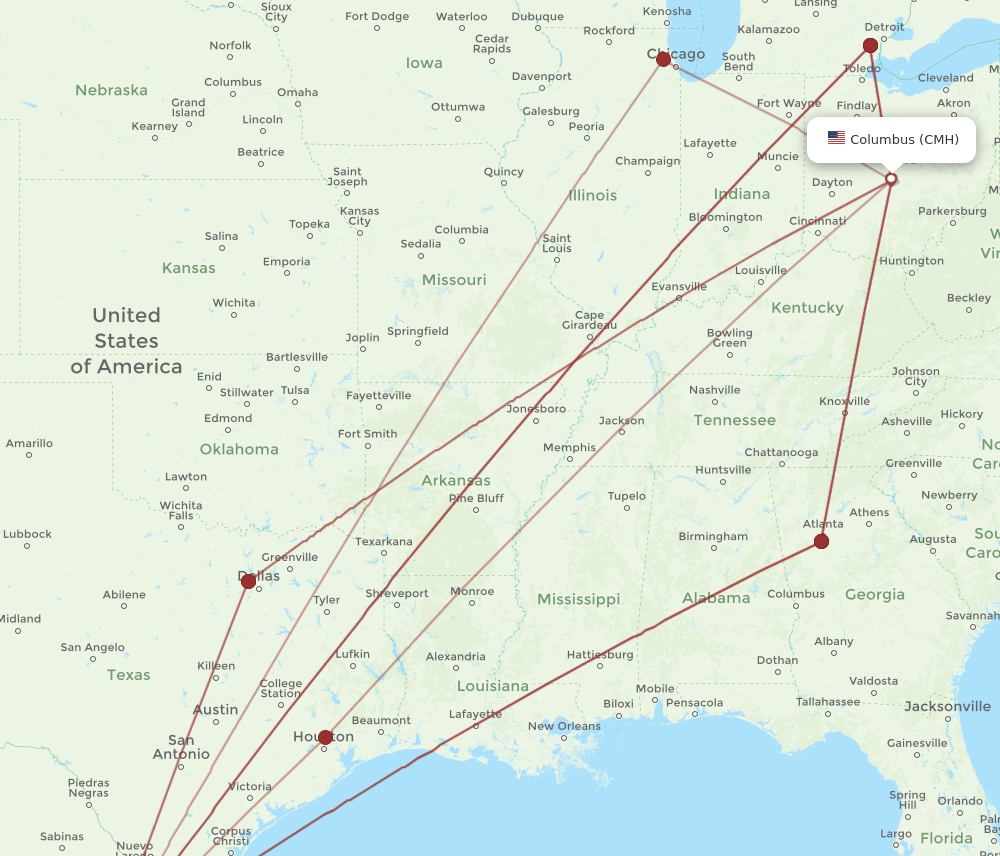 CMH-MTY flight routes