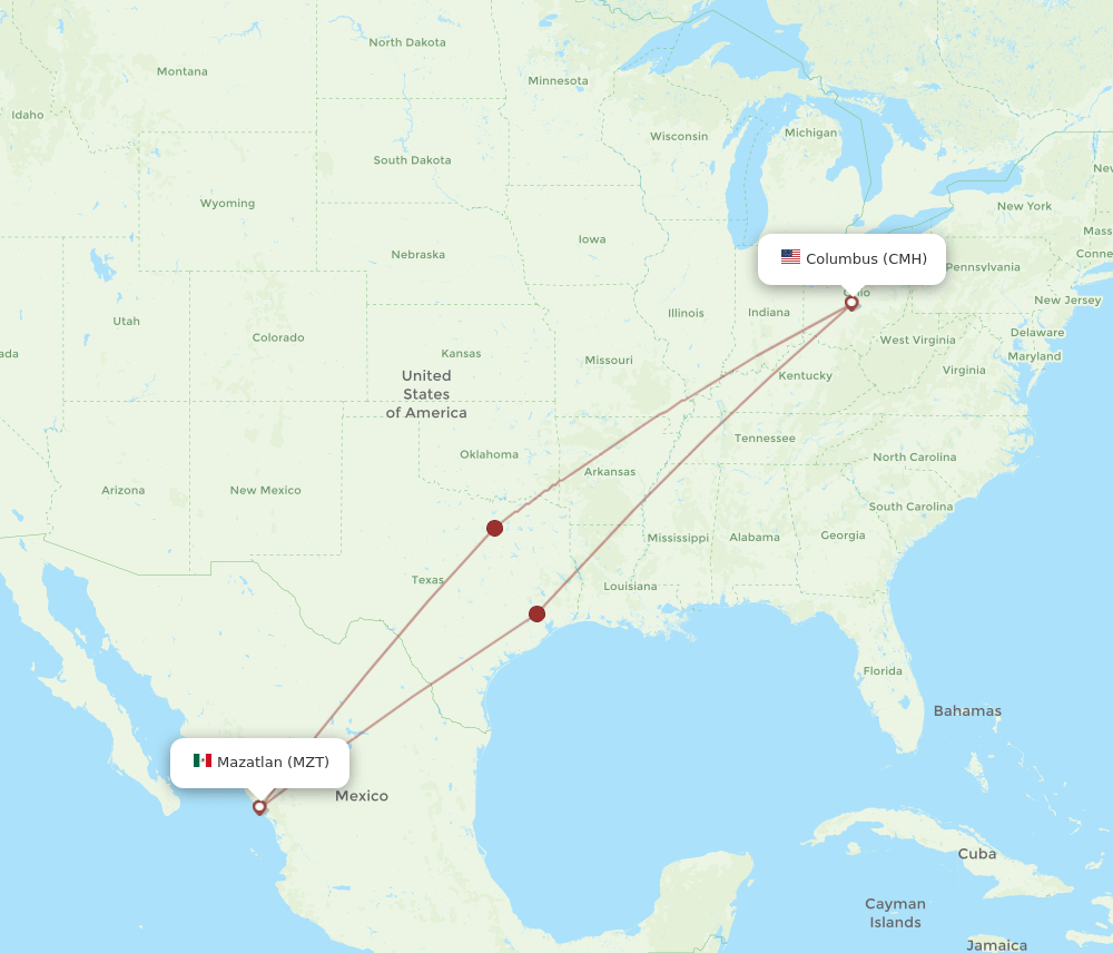CMH-MZT flight routes