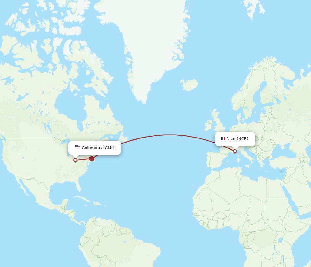 CMH-NCE flight routes