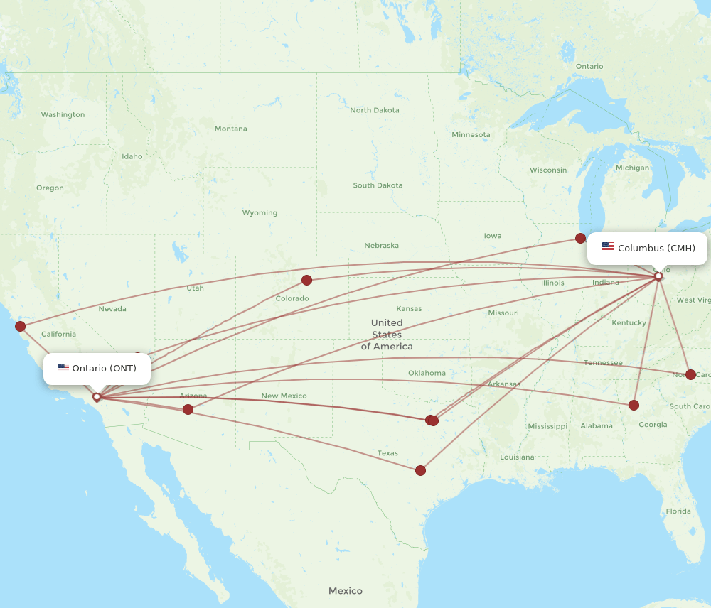 CMH-ONT flight routes