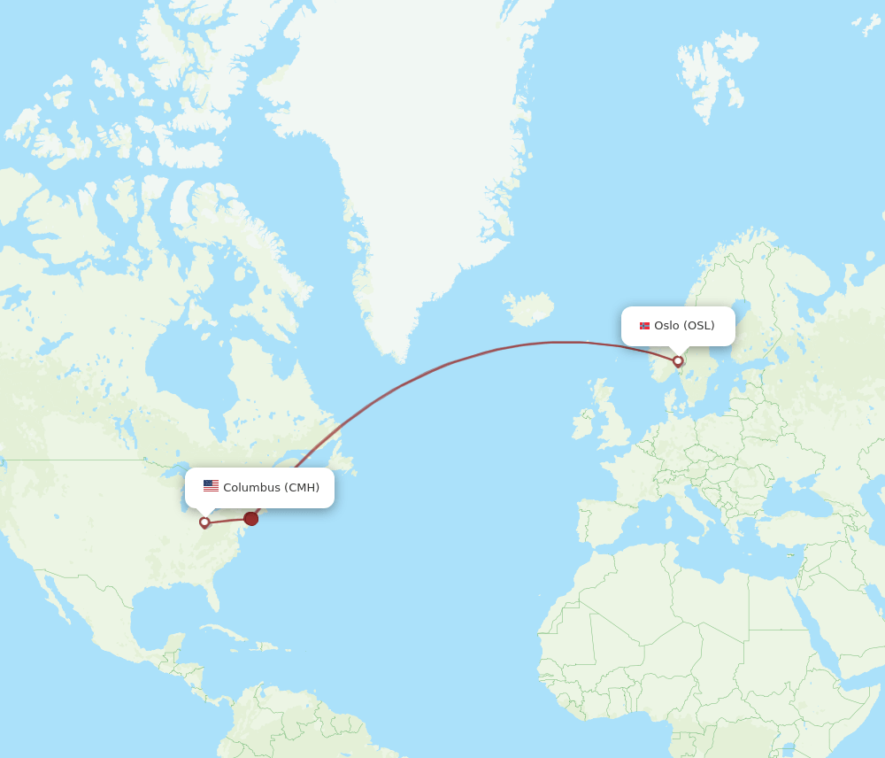 CMH-OSL flight routes