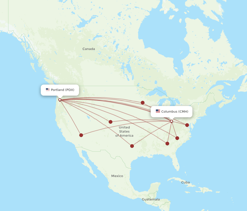 CMH to PDX flights and routes map