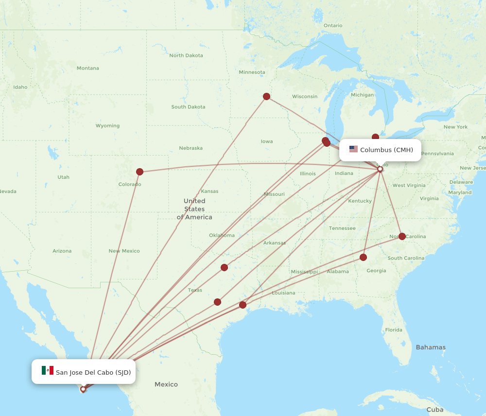 CMH-SJD flight routes