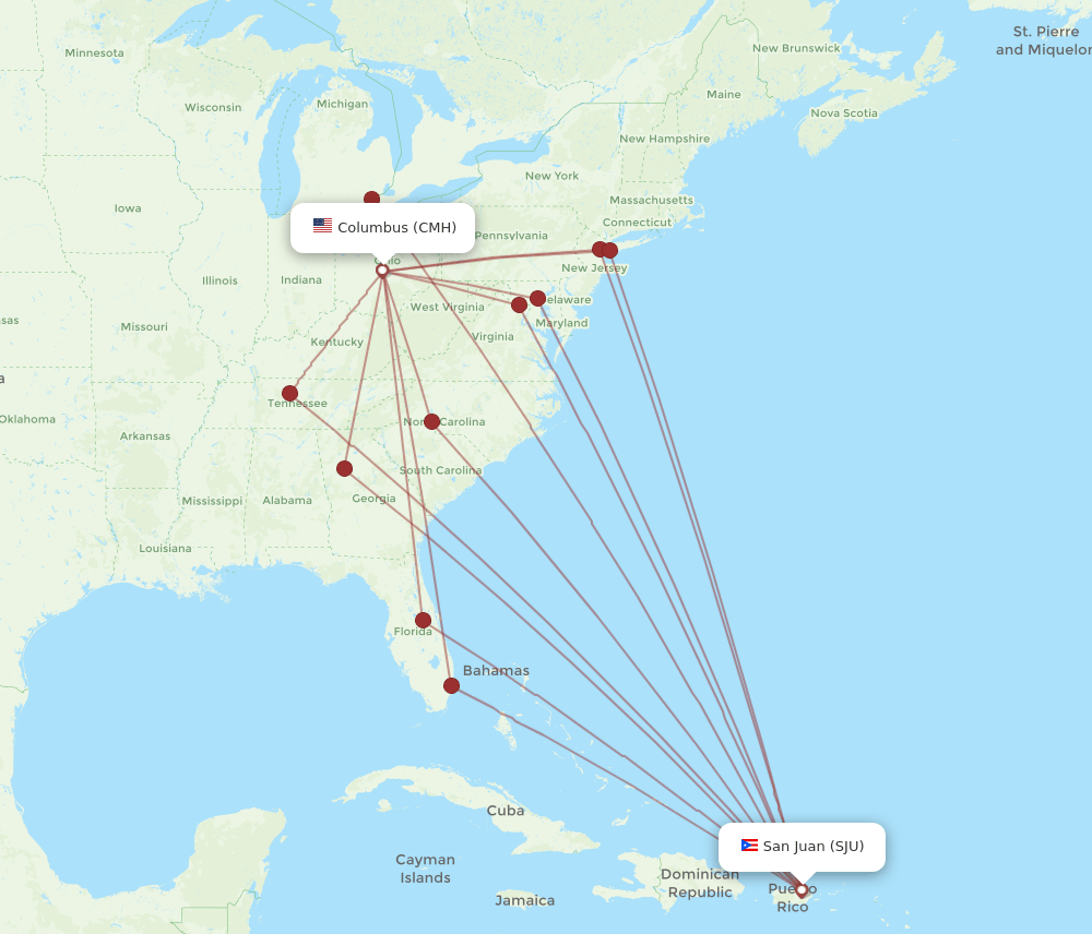 CMH-SJU flight routes