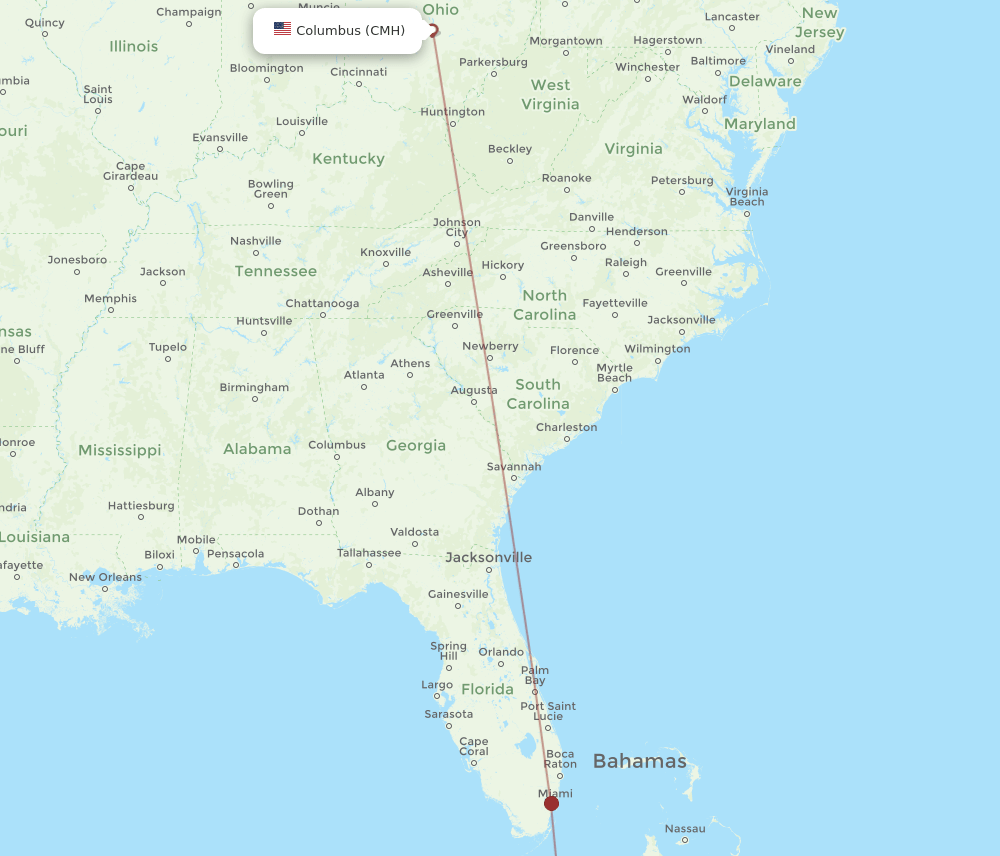 CMH-SNU flight routes