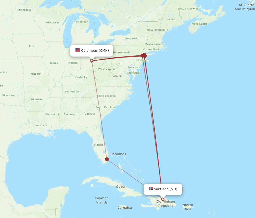 CMH-STI flight routes