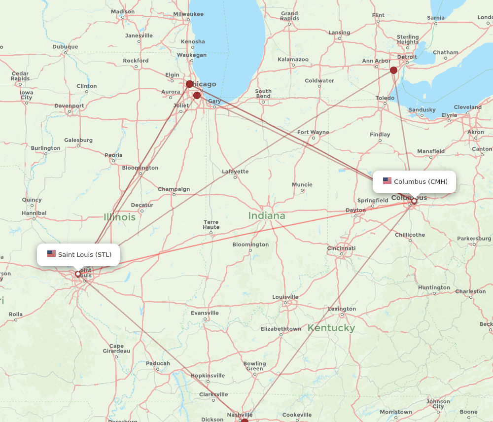 CMH-STL flight routes