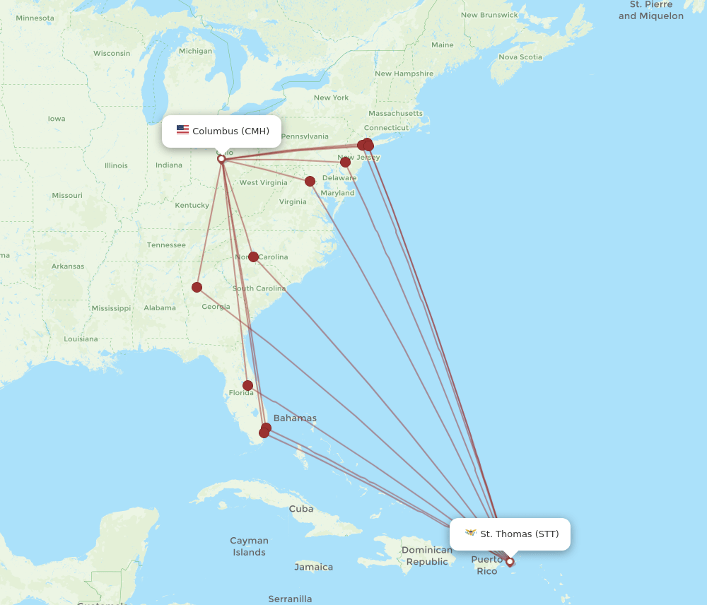 CMH-STT flight routes