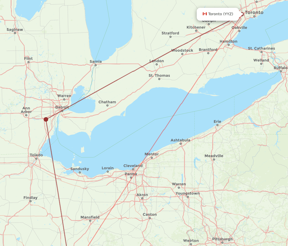 CMH-YYZ flight routes