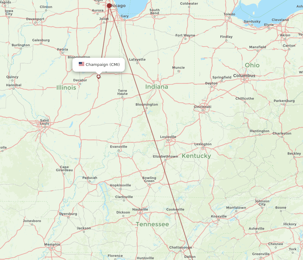 CMI-ATL flight routes